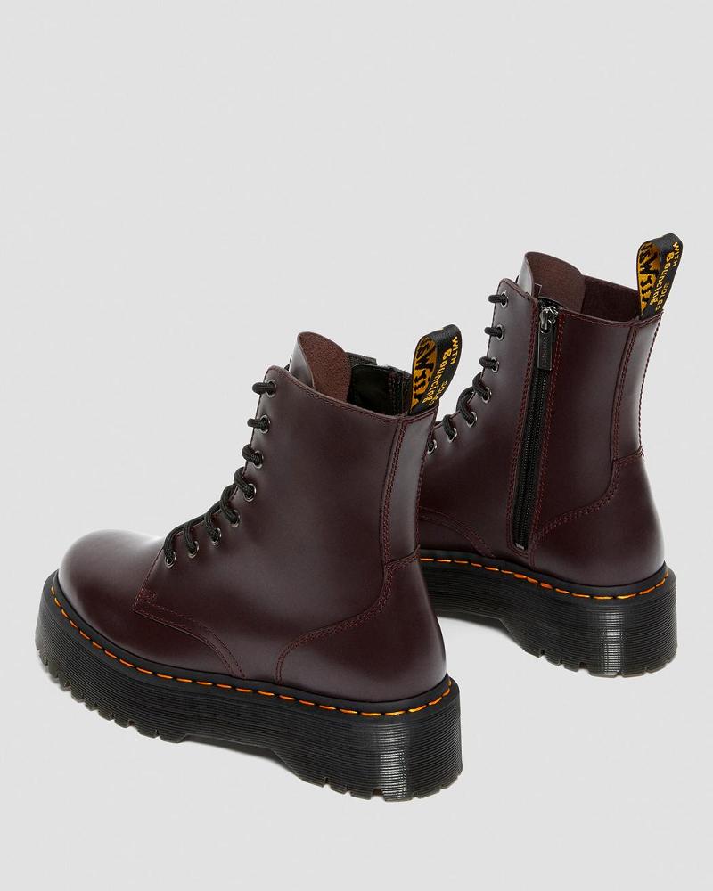 Burgundy Women's Dr Martens Jadon Smooth Leather Platform Boots | CA 246QMA